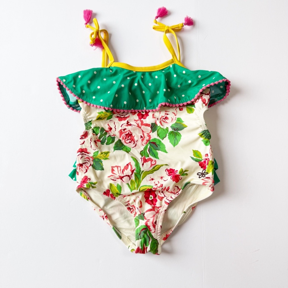 NWOT Matilda Jane Floral One-Piece Swimsuit in Green, Yellow, Pink 4